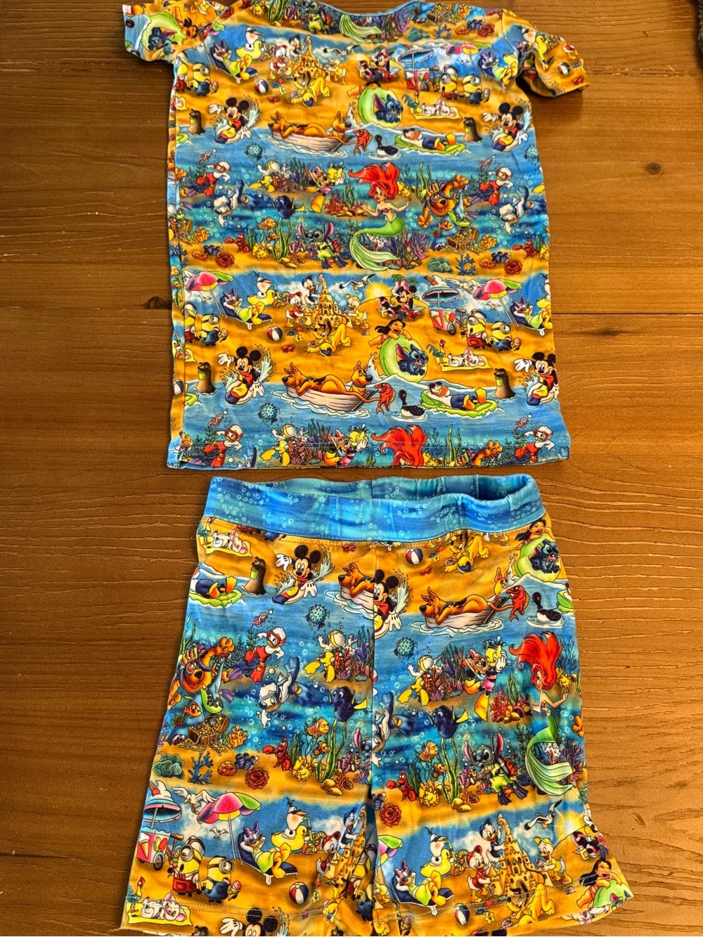 Bamboo Disney characters Beach Print Shorts in Yellow & Blue